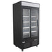 Nordic Air GRM-31C-S double sliding glass door display refrigerator in black on casters, angled left view