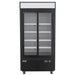 Nordic Air GRM-31C-S double sliding glass door 40-inch wide black display refrigerator with lit header, front view