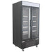 Nordic Air GRM-34C double glass door display refrigerator in black with white shelves, angled left view