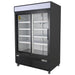 Nordic Air GRM-46C-S black sliding glass door display refrigerator with white shelves, angled right view