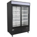 Nordic Air GRM-46C-S double sliding glass door display refrigerator in black on casters, angled left view