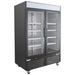 Nordic Air GRM-48C double glass door display refrigerator in black with white shelves, angled left view