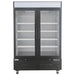 Nordic Air GRM-48C double door 54-inch wide black glass display refrigerator with lit header, front view