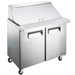 Nordic Air MSPT-36-15 36-inch two door stainless steel mega top sandwich prep table with lid closed, angled view