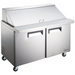 Nordic Air MSPT-47-18 47-inch two door stainless steel mega top sandwich prep table with lid closed, angled view