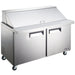 Nordic Air MSPT-60-24 60-inch two door stainless steel mega top sandwich prep table with lid closed, on casters