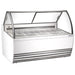 Nordic Air NGEL-13-COMP 69-inch white gelato dipping freezer with curved glass sneeze guard, angled view