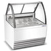 Nordic Air NGEL-7-COMP 41-inch white gelato dipping freezer with curved glass sneeze guard, angled view