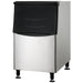 Nordic Air NIB-275 22-inch stainless steel ice storage bin with black door for modular ice machines, angled view