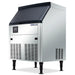 Nordic Air NIM-210C stainless steel cube ice machine with 80 lb built-in storage bin and black top, angled view