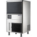 Nordic Air NIM-264F flake ice machine, stainless steel undercounter style cabinet with black bin door on legs