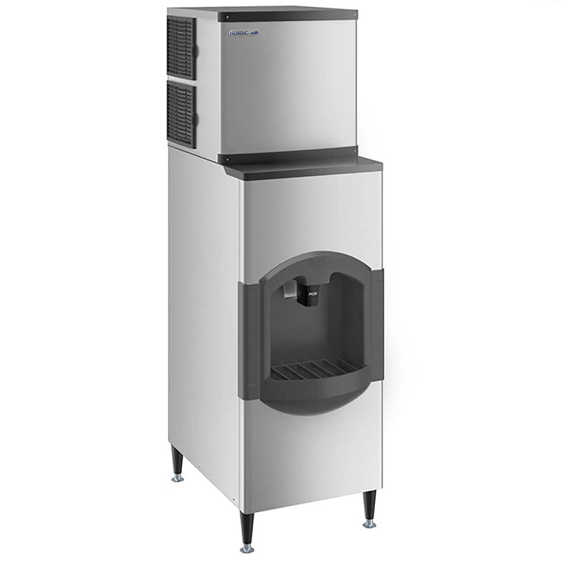 Nordic Air NIM-350CH Ice Machine & Dispenser, Cube Shaped Ice - 350LB/24HRS, 110LBS Storage-Phoenix Food Equipment