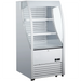 Nordic Air NOR-190 open air 28-inch wide refrigerator in white with three shelves, empty, angled view