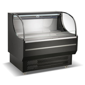 Nordic Air NOR-47-LP low profile open air 47-inch wide refrigerator in black with curved glass sides
