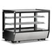 Nordic Air NSCP-35 35-inch countertop square glass refrigerated pastry display case, black and stainless, angled