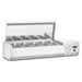 Nordic Air NTR-47 refrigerated 47-inch topping rail with cover raised showing pans and digital controller