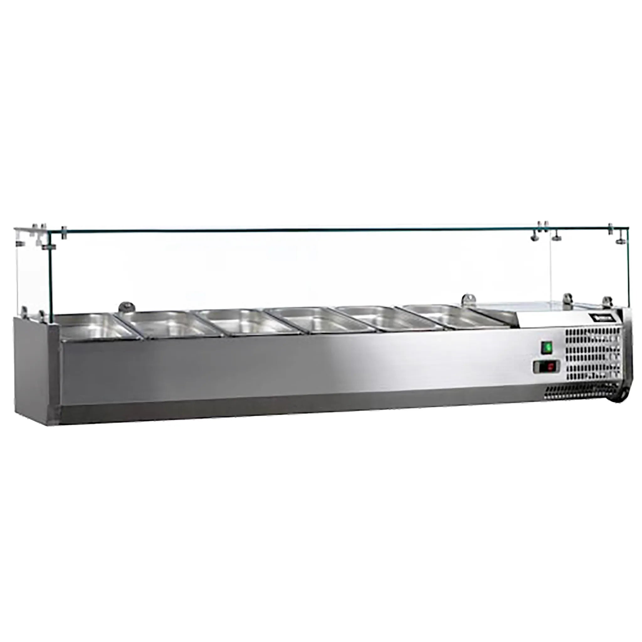 Nordic Air NTR-60 Refrigerated 59" Topping Rail with Glass Sneeze Guard-Phoenix Food Equipment