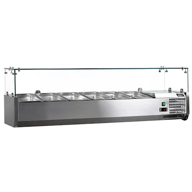 Nordic Air NTR-60 Refrigerated 59" Topping Rail with Glass Sneeze Guard-Phoenix Food Equipment
