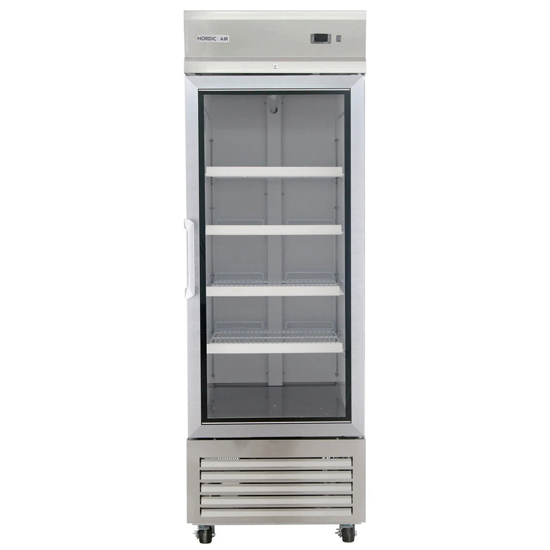 Nordic Air SGF-22C single glass door 27-inch wide stainless steel reach-in freezer, front view