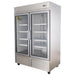 Nordic Air SGF-48C double glass door stainless steel freezer on casters, angled right view