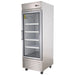 Nordic Air SGR-22C single glass door stainless steel refrigerator with digital display, angled right view