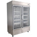 Nordic Air SGR-48C stainless steel double glass door refrigerator with white shelves, angled left view