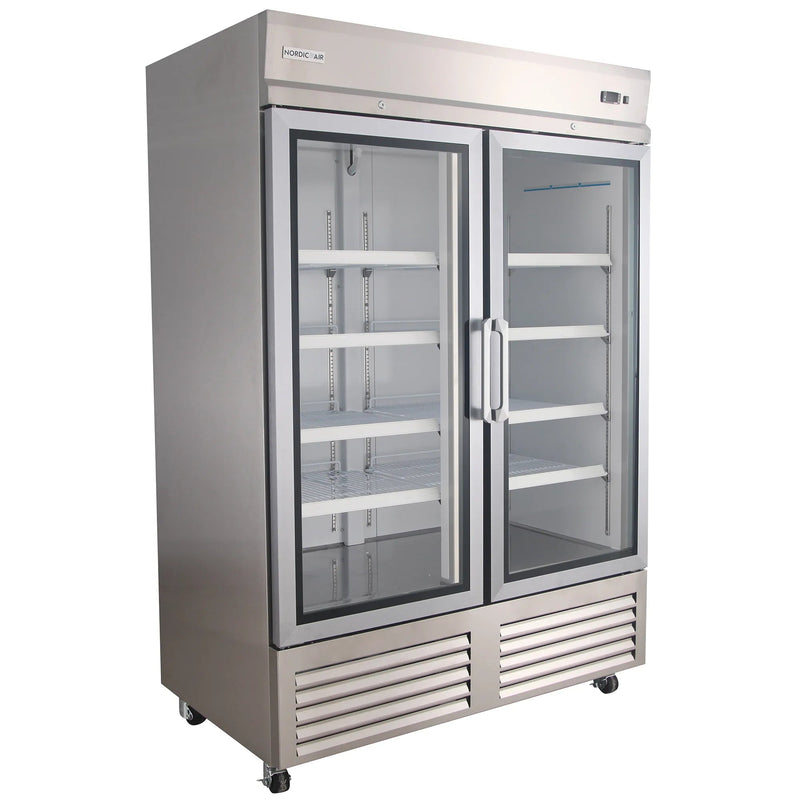 Nordic Air SGR-48C Double Glass Door 54" Wide Stainless Steel Refrigerator-Phoenix Food Equipment