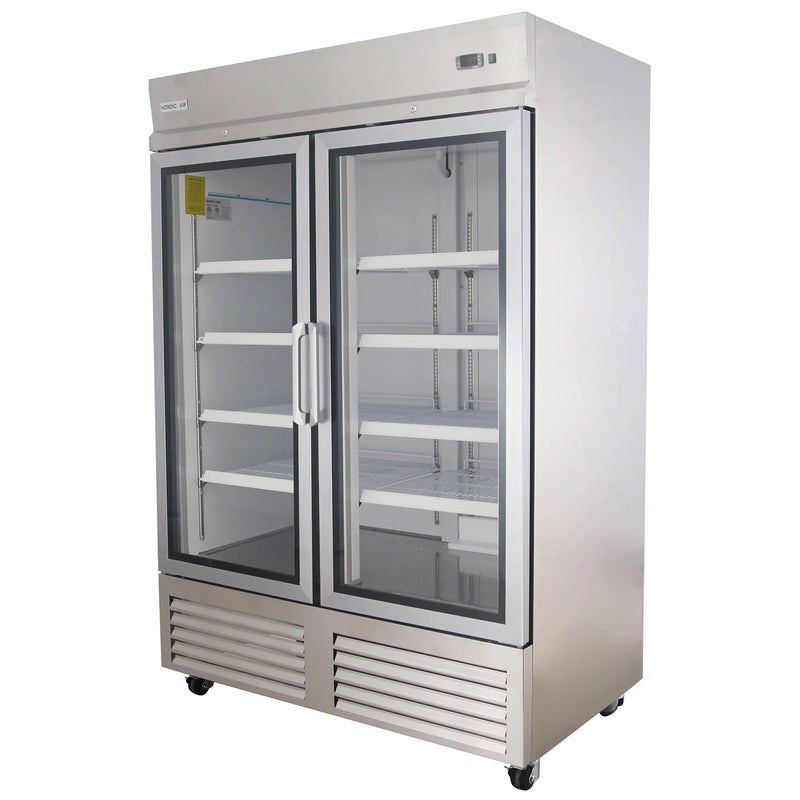 Nordic Air SGR-48C Double Glass Door 54" Wide Stainless Steel Refrigerator-Phoenix Food Equipment