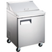 Nordic Air SPT-28-8 28-inch single door stainless steel refrigerated sandwich prep table with lid closed, angled view
