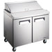 Nordic Air SPT-36-10 36-inch two door stainless steel refrigerated sandwich prep table with lid closed, angled view