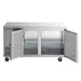 Nordic Air UCRS-60 side mounted refrigerated work table with both doors open showing interior wire shelves
