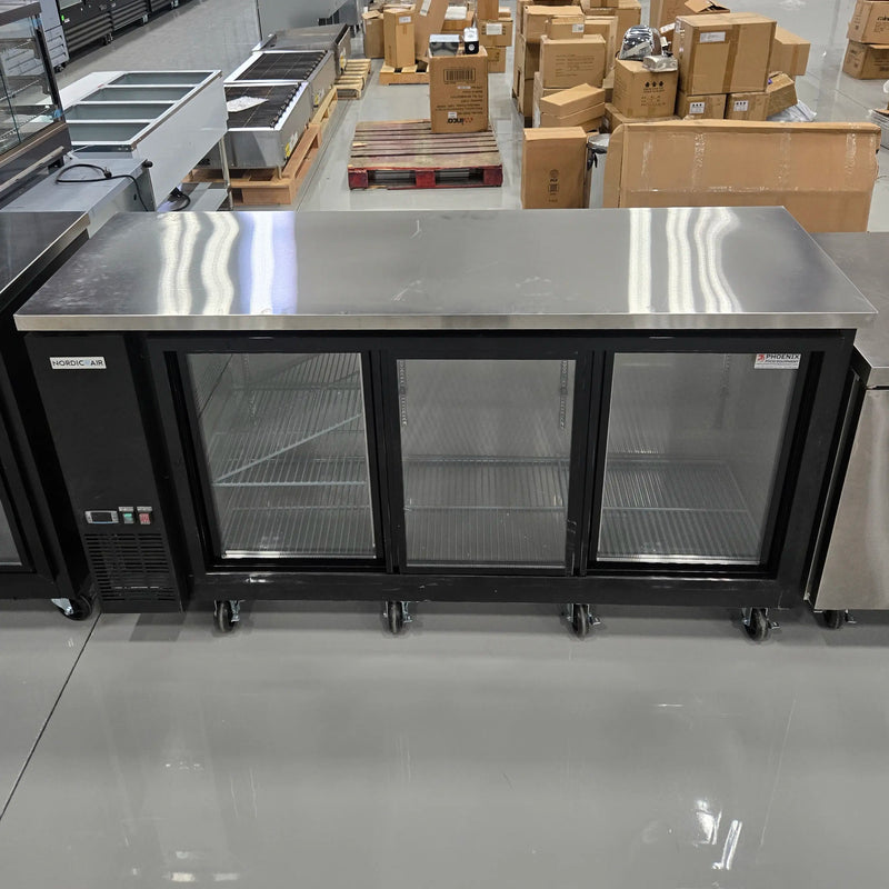 **OPEN BOX** Nordic Air 73" Commercial Shallow Triple Door Back Bar Cooler - Sliding Glass Doors-Phoenix Food Equipment