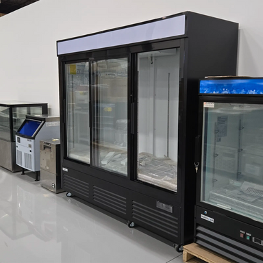 **OPEN BOX** Nordic Air GRM-67C-S Triple Sliding Glass Door 81" Wide Display Refrigerator-Phoenix Food Equipment