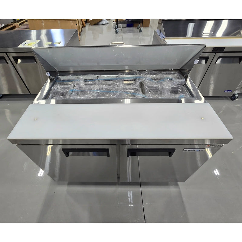 **OPEN BOX** Nordic Air SPT-47-12 Double Door 47" Refrigerated Sandwich Prep Table-Phoenix Food Equipment