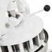 Omcan 10839 manual 30 piece dough divider, close-up of the white cutting head, lever pivot and black ball handle