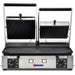 Omcan 11378 Elite Series double 10 x 19 inch panini grill, 220V, twin ribbed top plates and fully ribbed bottom plate