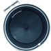 Omcan 13443 electric 22 lb potato peeler, top view of the black abrasive peeling disc inside the drum