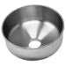 Omcan 18901 heavy duty electric tomato squeezer accessory, round stainless steel hopper bowl viewed from above