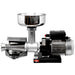 Omcan 18903 heavy duty electric tomato squeezer with stainless steel hopper, discharge chute and black motor