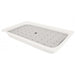Omcan 23574 countertop chip dump station part, white holding pan fitted with a perforated stainless steel false bottom