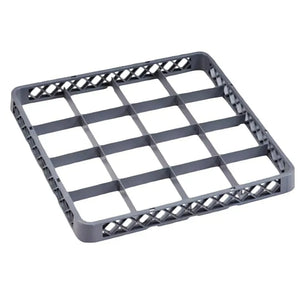 Omcan 33872 grey polypropylene 16 cup dishwasher rack extender with open grid dividers to add height to a rack
