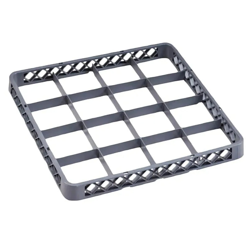 Omcan 33872 grey polypropylene 16 cup dishwasher rack extender with open grid dividers to add height to a rack