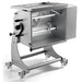 Omcan 37451 heavy duty electric meat mixer, cutaway view through the stainless steel tub showing twin mixing paddles