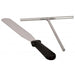 Omcan 39579 electric 14-inch crepe maker accessories, black handled offset spatula and wooden T-shaped spreader
