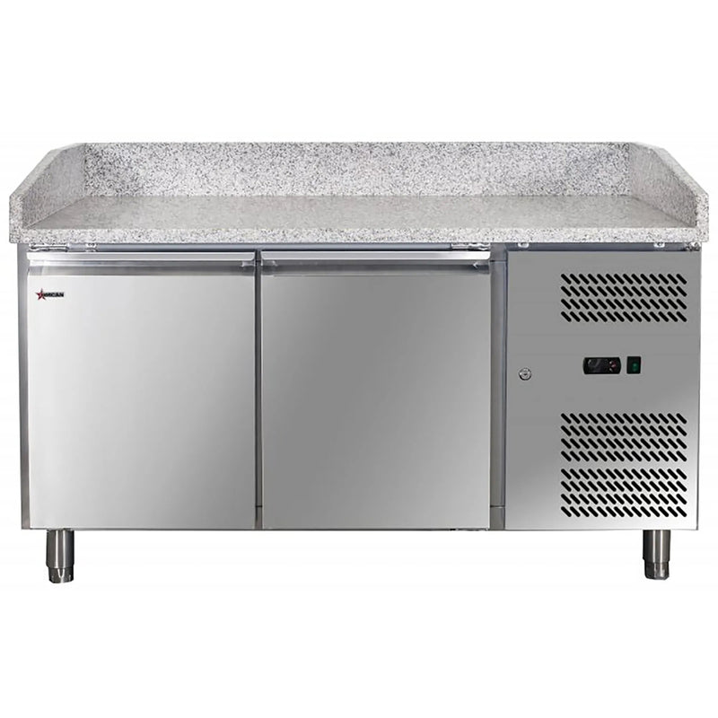 Omcan 39592 Double Door 59" Granite Top Refrigerated Pizza Prep Table-Phoenix Food Equipment