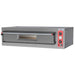 Omcan 40635 Entry Max Series electric 28-inch single deck countertop pizza oven, 220V, in stainless steel, angled view