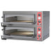 Omcan 40636 Entry Max Series electric 28-inch double deck countertop pizza oven, 220V, with two window doors