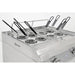 Omcan 41883 240V double countertop electric pasta cooker, close-up of the round mesh baskets in both cooking wells