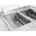 Omcan 41883 240V double countertop electric pasta cooker, empty stainless steel wells with perforated bottom plates