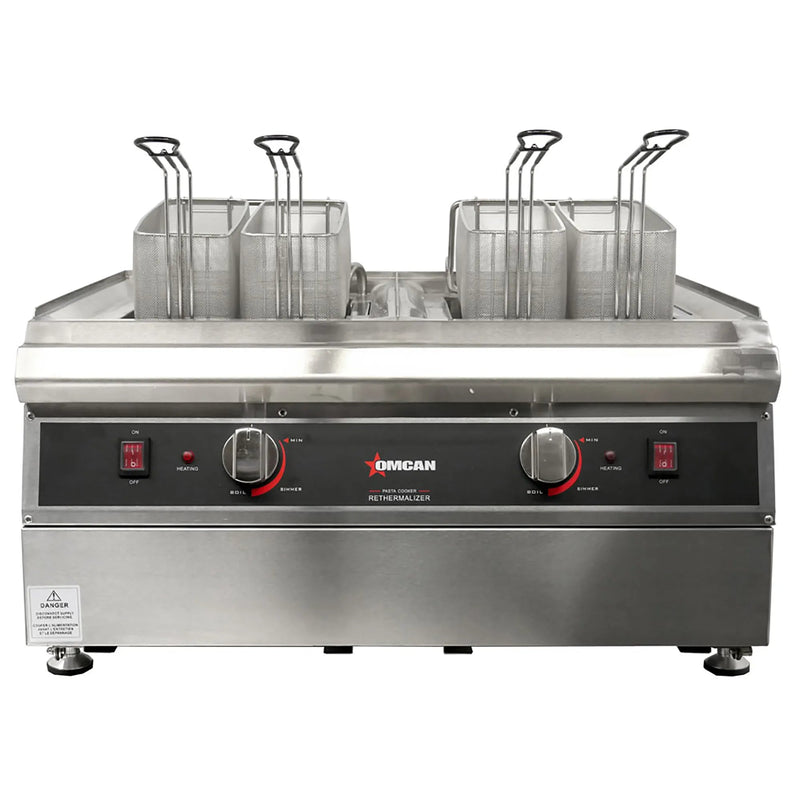 Omcan 41883 Double Countertop Electric Pasta Cooker - 240V-Phoenix Food Equipment